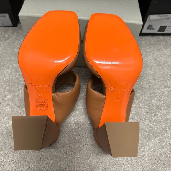 $790 Santoni Women's Brown Cactus Leather Slide Sandal Shoes Size EU 35 US 5 NIB - Picture 7 of 8